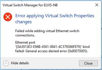 Kaspersky Hyper-V Error